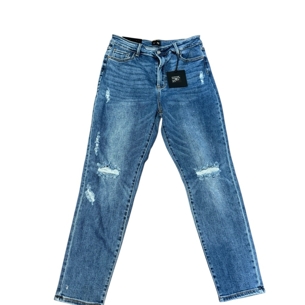 L & M Black Label Hi-Rise Relax Skinny Distressed Jean Size 13